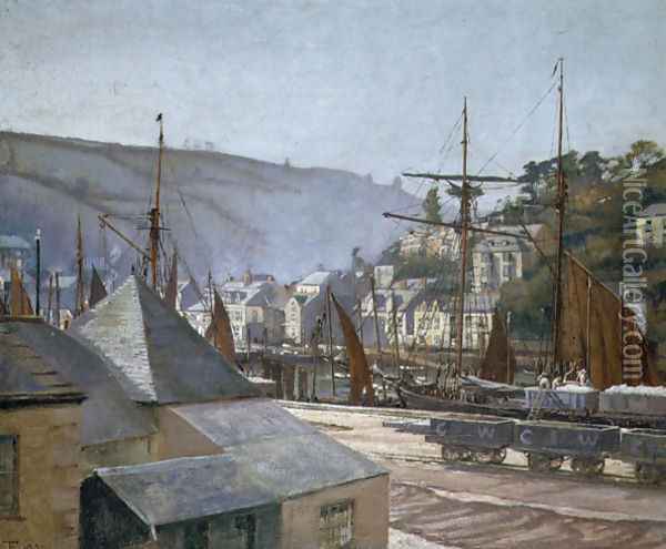 The Quayside, Brixham Oil Painting - Eleanor S. Temple