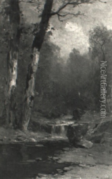 Landscape With Waterfall Oil Painting - Julian Walbridge Rix