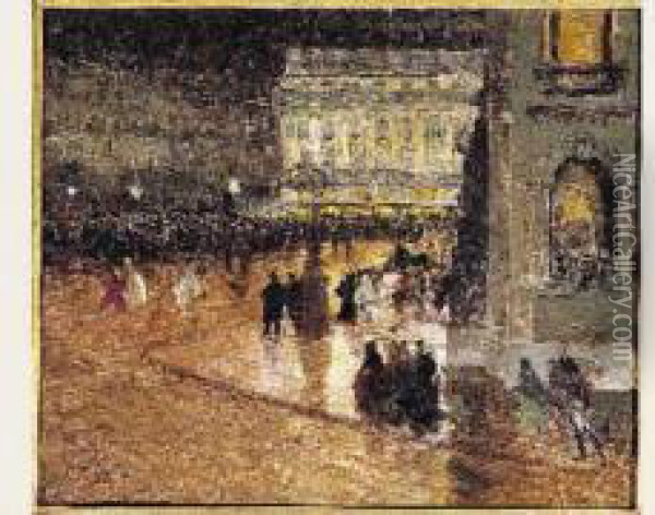 La Place De L'opera, La Nuit Oil Painting - Louis Abel-Truchet