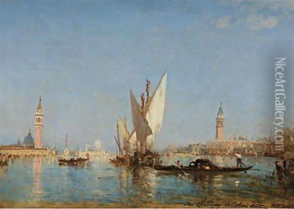 Entrance To The Grand Canal Oil Painting - Felix Ziem