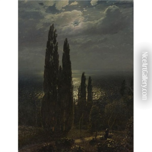 Night On The Southern Shore Oil Painting - Nikolai Nikanorovich Dubovskoy