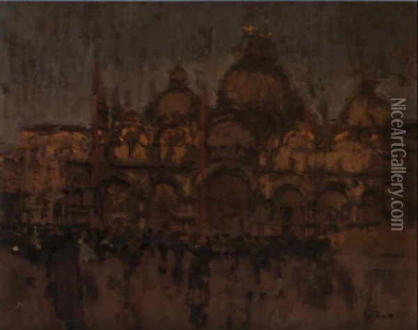 Facade Of St. Mark's, Venice Oil Painting - Walter Sickert