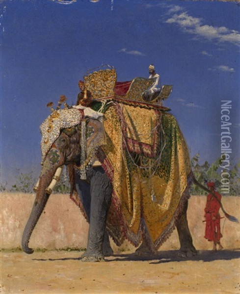 Royal Elephant (from The Indian Series) Oil Painting - Vasili Petrovich Vereshchagin