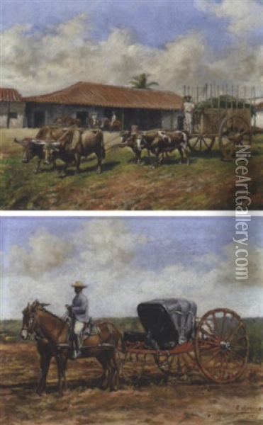 Plantation Scene Oil Painting - Eduardo Morales