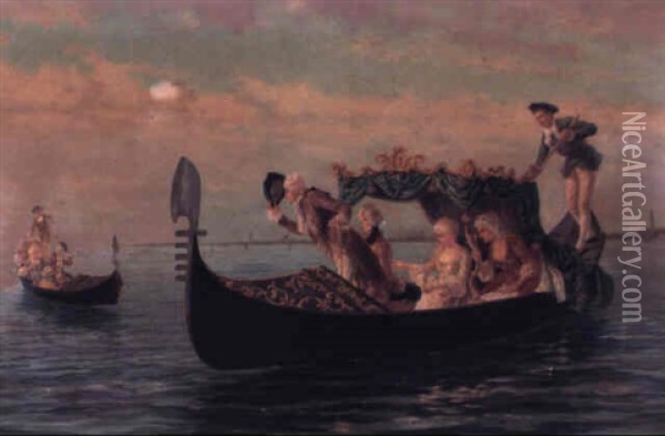 On The Lagoon, Venice Oil Painting - Pietro Gabrini