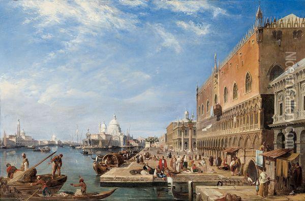 Pres Du Palais Des Doges A Venise Oil Painting - Edward Pritchett