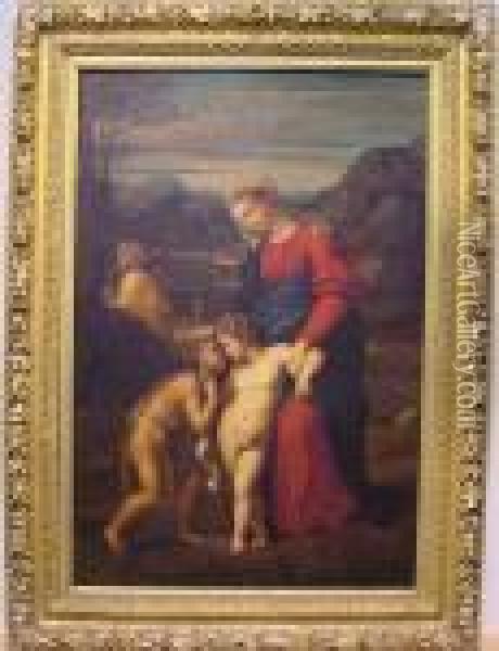 Holy Family With Infant John The Baptist Oil Painting - Raphael (Raffaello Sanzio of Urbino)