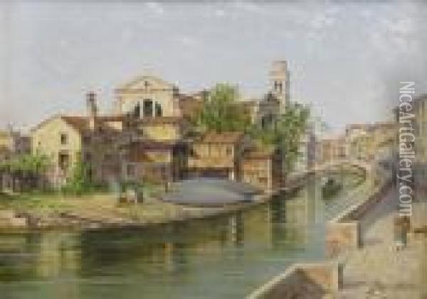 Kanal I Venedig Oil Painting - Antonietta Brandeis