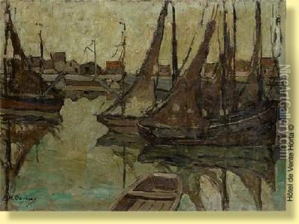 Port De Peche A Zeebrugge Oil Painting - Henri Pierre Bayaux