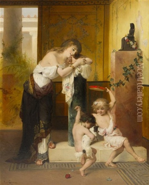 La Joueusse De Tambourin Oil Painting - Joseph Coomans