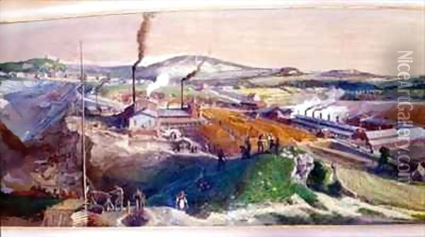 Industrial landscape in the Blanzy coal field, Saone-et-Loire 3 Oil Painting - Ignace Francois Bonhomme