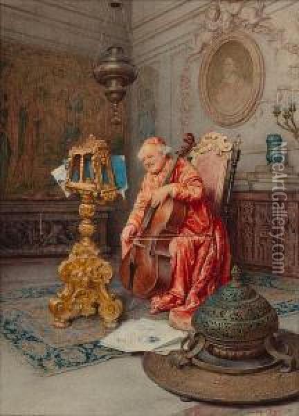 The Cello Player Oil Painting - Guiseppe Signorini