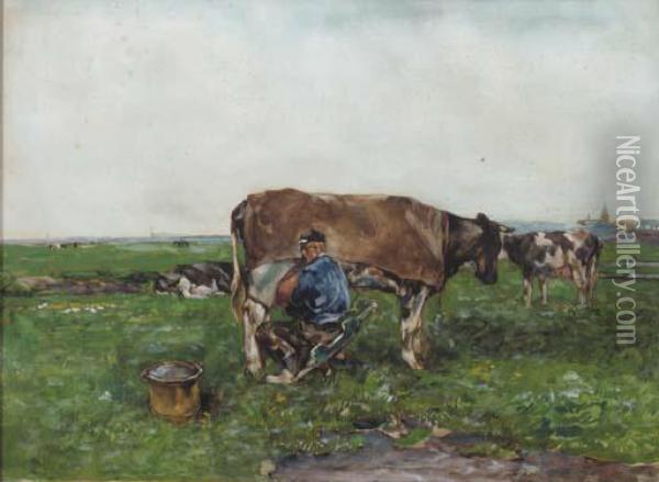 Milking Time Oil Painting - Willem de Zwart