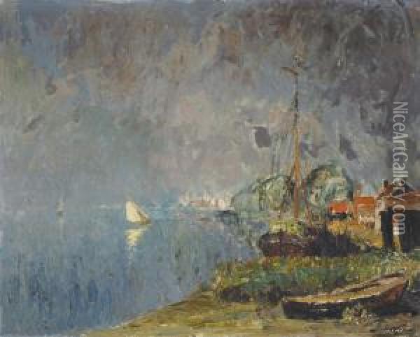 Zicht Op De Schelde Oil Painting - Pieter Gorus