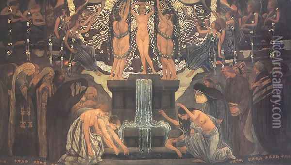 The Fountain of Art 1907 Oil Painting - Aladar Korosfoi-Kriesch