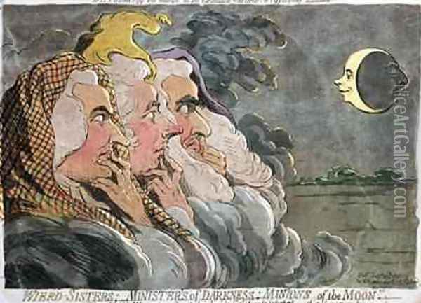 Weird Sisters Ministers of Darkness Minions of the Moon Oil Painting - James Gillray