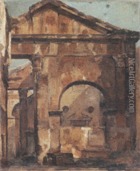 Le Portique D'octavie A Rome Oil Painting - Francois Bonnet