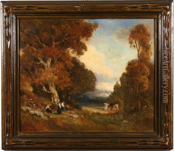 By The Pond Oil Painting - Alexis Matthew Podchernikoff