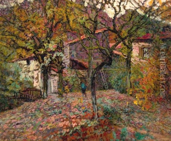 House Between The Autumn Trees Oil Painting - Victor Charreton
