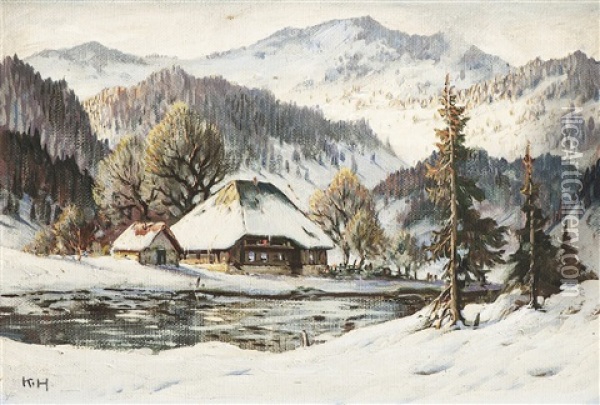 Sonniger Wintertag Im Schwarzwald Oil Painting - Karl Hauptmann