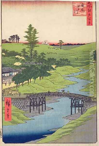 Furukawa River Hiroo from One Hundred Famous views of Edo Oil Painting - Utagawa or Ando Hiroshige