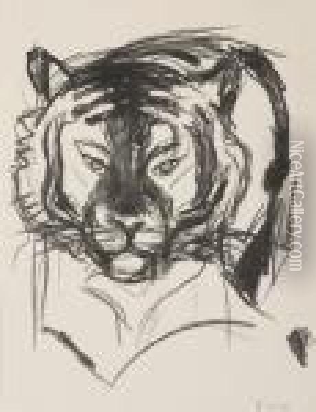 Tiger's Head I Oil Painting - Edvard Munch