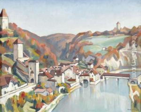 Vue De Fribourg Avec Le Pont St-jean Oil Painting - Louis Vonlanthen