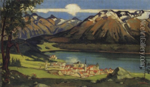 Ansicht Von St. Moritz Dorf Oil Painting - Walter Kupfer