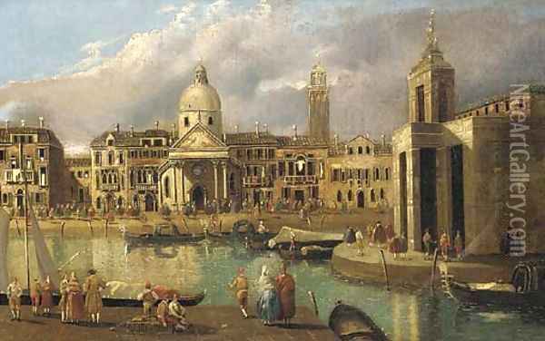 A capriccio of a Venetian canal Oil Painting - Antonio Joli
