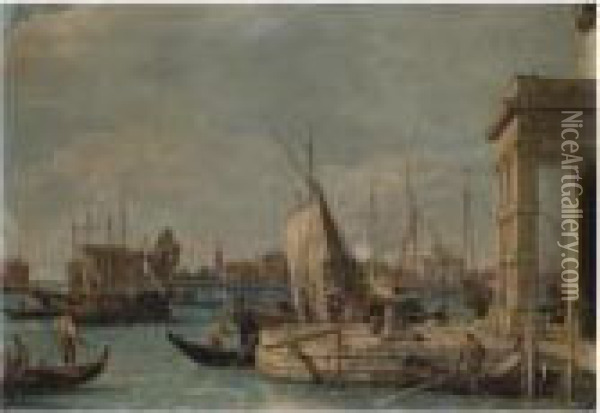Venice, A View Of The Dogana Oil Painting - (Giovanni Antonio Canal) Canaletto