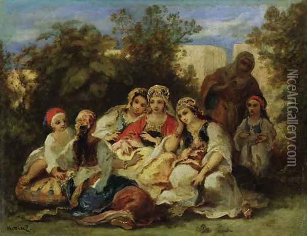 The storyteller Oil Painting - Narcisse-Virgile Diaz de la Pena