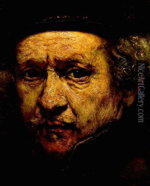 Self-Portrait (detail) 1659 Oil Painting - Rembrandt Van Rijn
