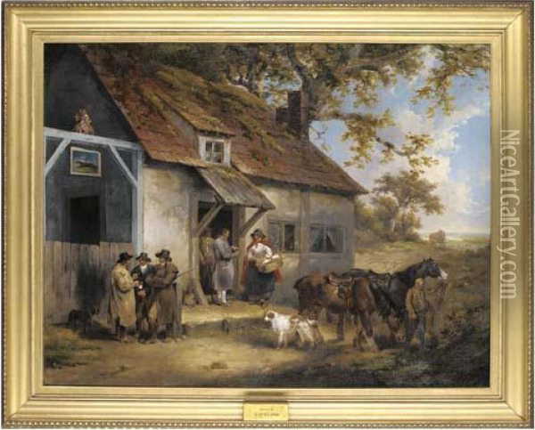 The Fox Inn Oil Painting - George Morland