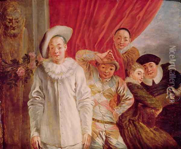 Actors of the Comedie Italienne Oil Painting - Watteau, Jean Antoine