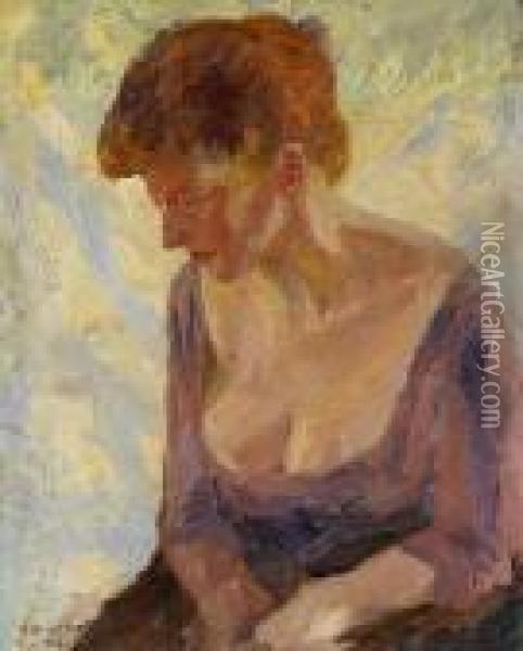 Bildnis Einer Jungeren Frau. 1905. Oil Painting - Hans Beat Wieland