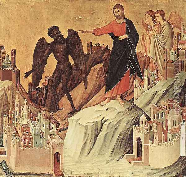 Temptation on the Mount (detail) 1308-11 Oil Painting - Duccio Di Buoninsegna