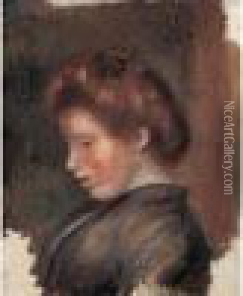 Tete De Jeune Femme Oil Painting - Pierre Auguste Renoir