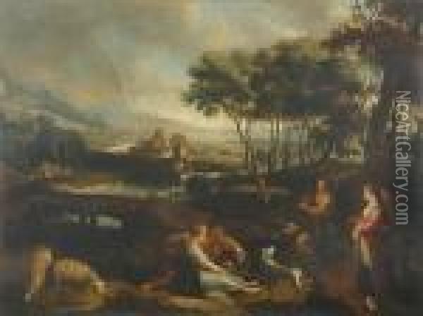 Pastoral Figures Near A Country Village Oil Painting - Peter Paul Rubens