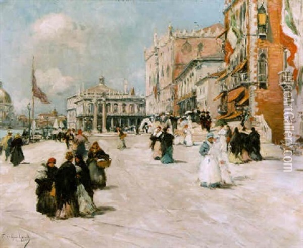 The Riva Degli Schiavoni, Venice Oil Painting - Fernand Marie Eugene Legout-Gerard