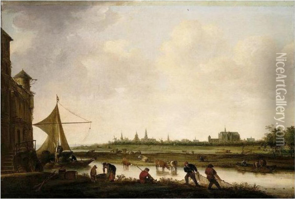 A View Of The City Of Leiden Oil Painting - Jan van Goyen