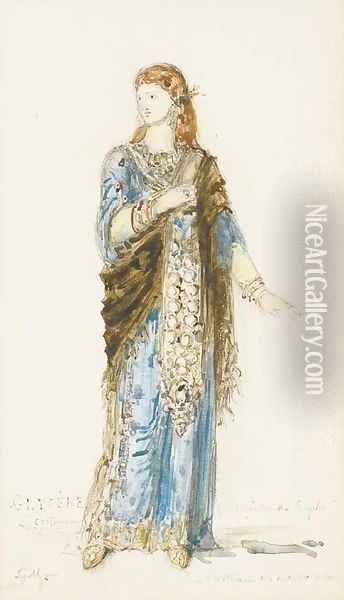 Costume design for Glycere from the final act of the opera Sapho by Charles Gounod Oil Painting - Gustave Moreau