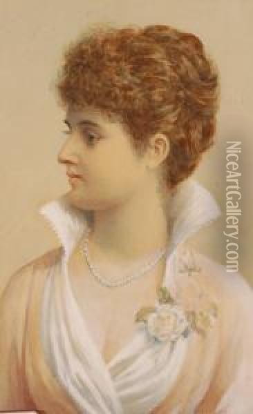 Half Length Portrait Of A Young Woman Oil Painting - E.J. Walker