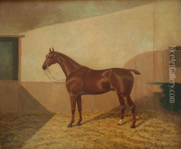 A Light Bay In A Stable Oil Painting - A. Clark