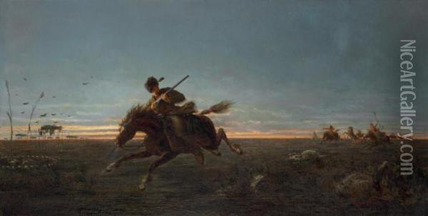 Pony Express Oil Painting - Jules Emile Saintin