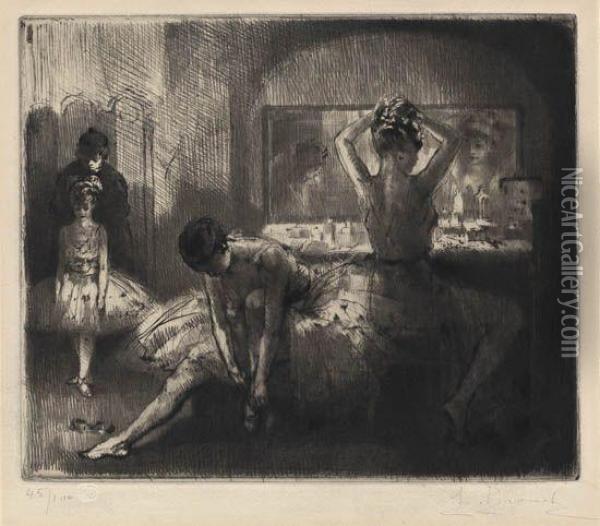 Danseuses Au Miroir Oil Painting - Auguste Brouet