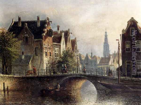 Capricio Sunlit Townviews In Amsterdam (Pic 1) Oil Painting - Johannes Franciscus Spohler