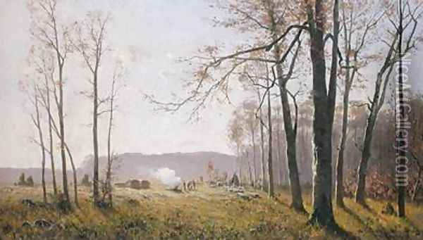 A Clearing in an Autumnal Wood Oil Painting - Max Kuchel