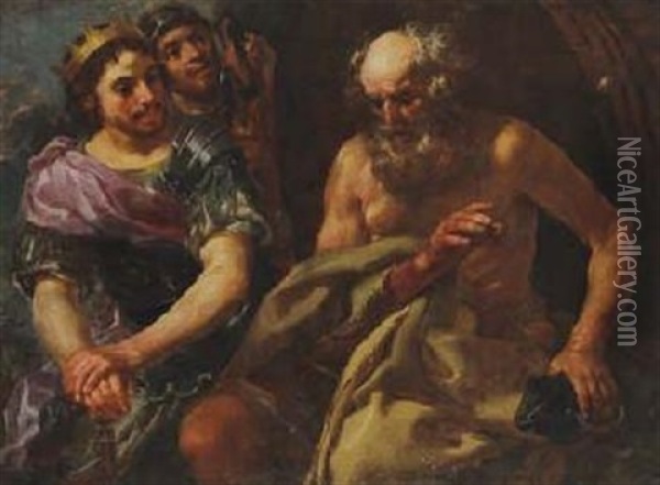 Alexander Der Grose Besucht Diogenes Oil Painting - Bernhard Keil