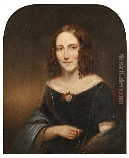 Portrait Of A Lady (+ Portrait Of A Gentleman; Pair) Oil Painting - Carl Friedrich Ludwig Schmid