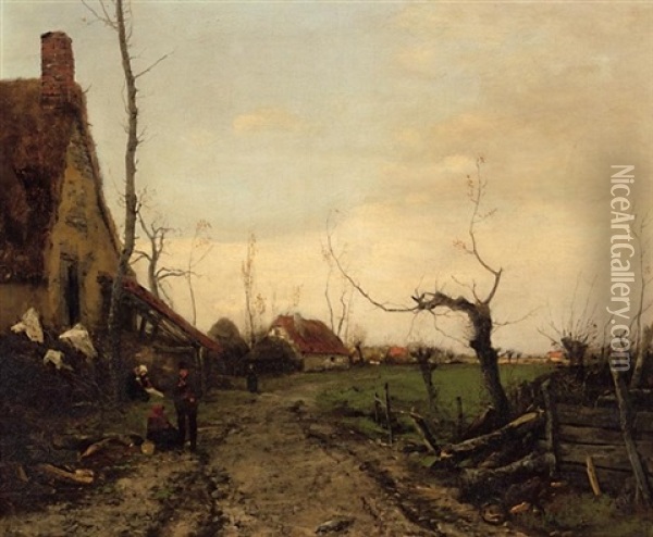 Dorf Im Herbst Oil Painting - Georg Oeder